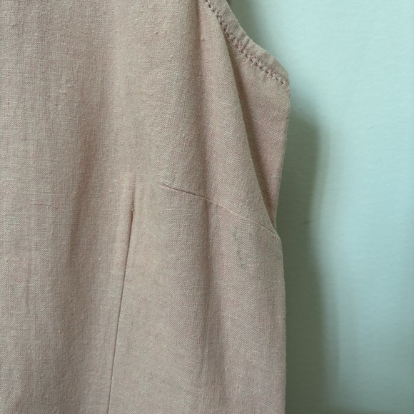 90s Northern Reflection Linen Maxi Dress Womens M Pink Button Front Vintage - Picture 3 of 10